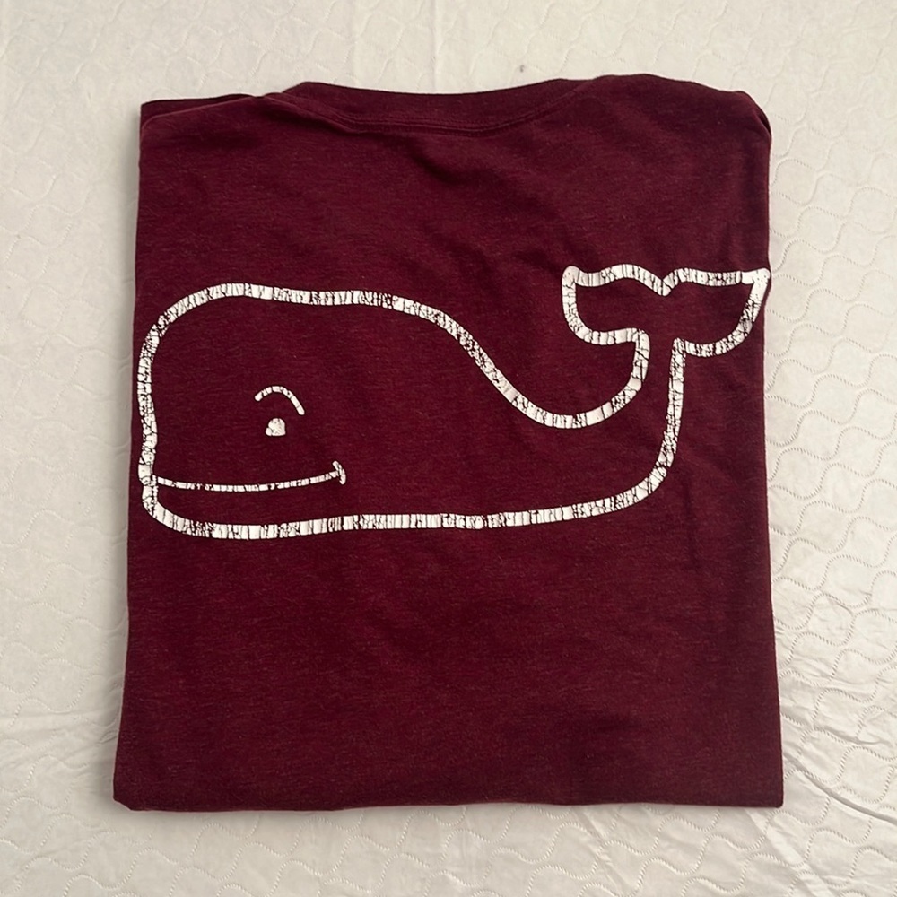 Vineyard Vines burgundy heather long sleeve whale pocket t-shirt